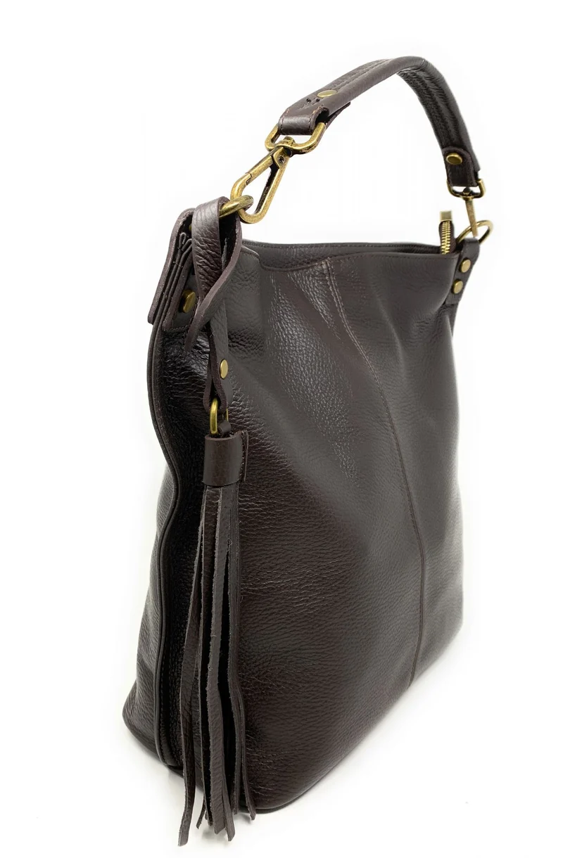 Sac à main en cuir grainé TANAH Chocolat