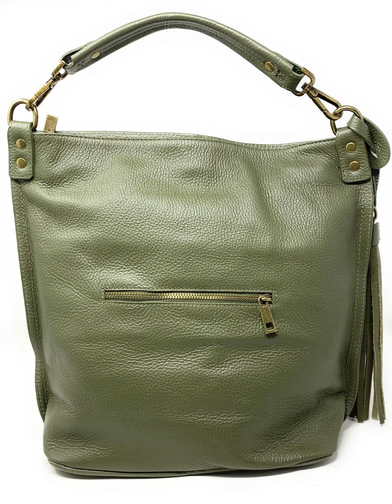 Sac à main en cuir grainé TANAH Kaki
