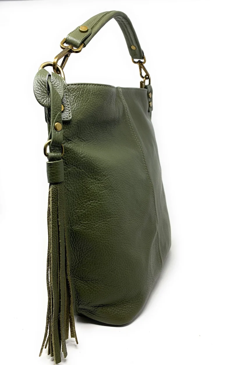 Sac à main en cuir grainé TANAH Kaki