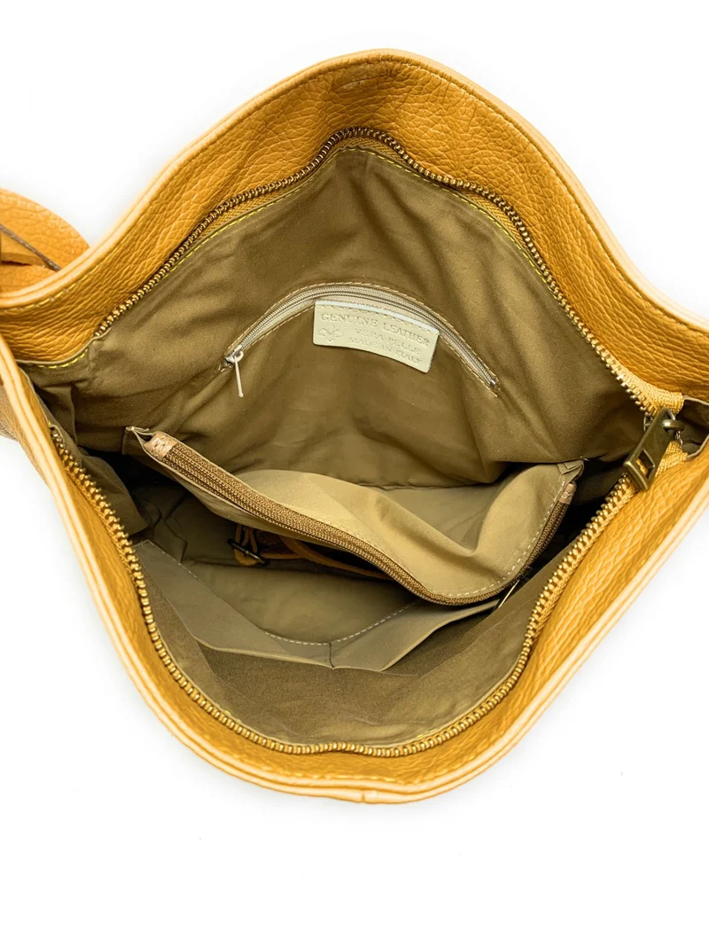 Sac à main en cuir grainé TANAH Jaune Moutarde