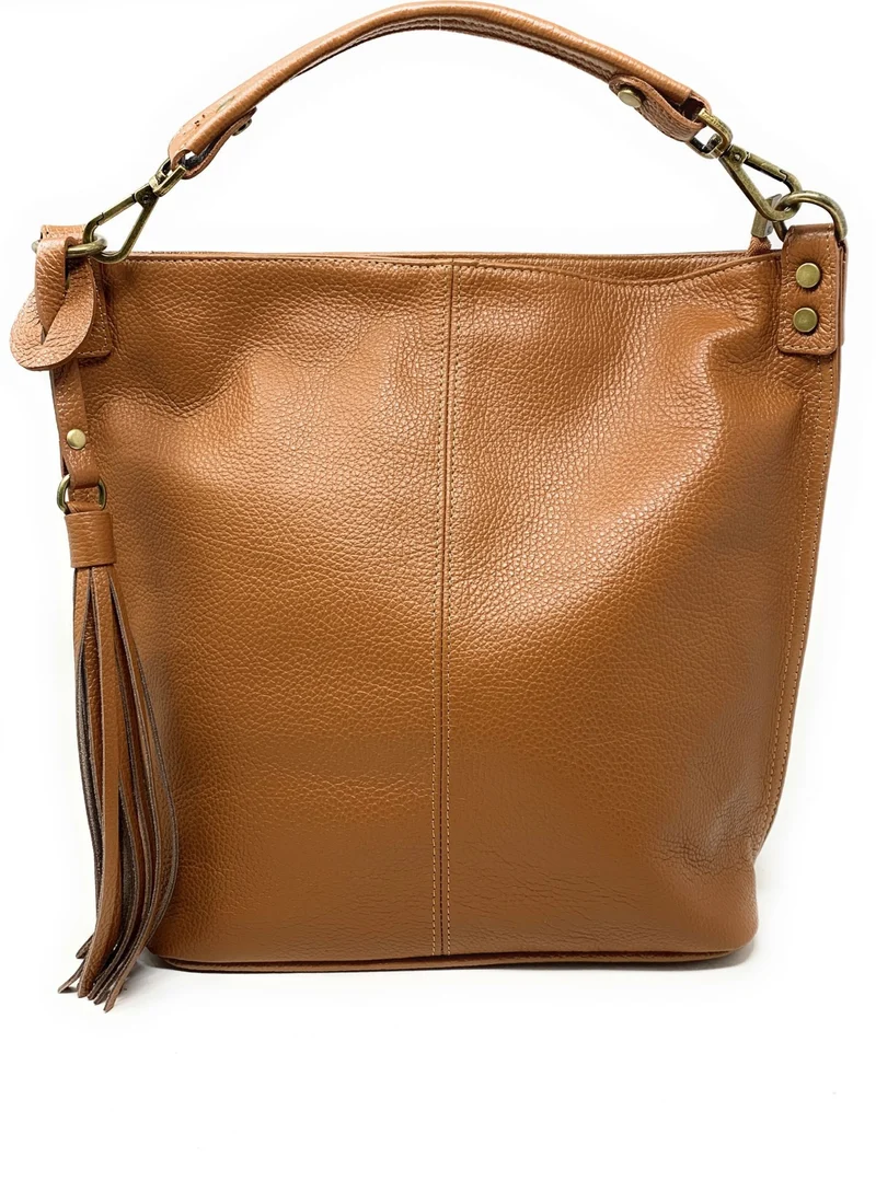 Sac à main en cuir grainé TANAH Camel