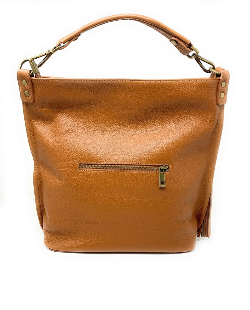 Sac à main en cuir grainé TANAH Camel
