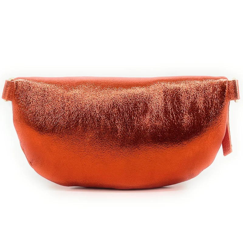 Sac banane en cuir irisé LOU-DO métal doré Orange irisé