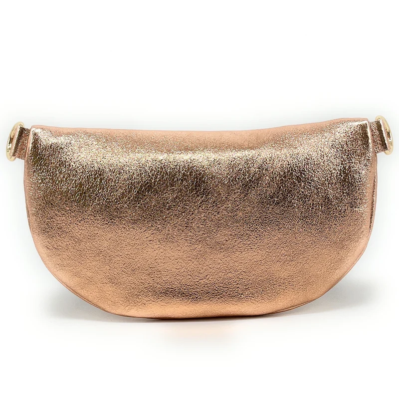 Sac banane en cuir irisé LOU-DO métal doré Rose gold