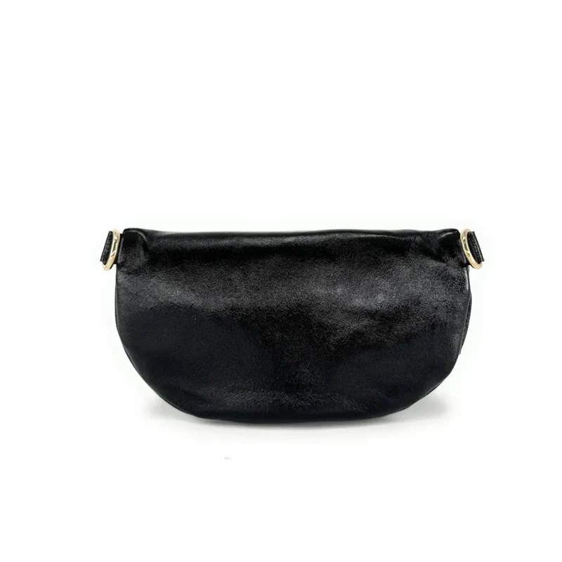 Sac banane en cuir irisé LOU-DO métal doré Noir irisé