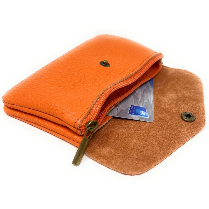Pochette porte-monnaie en cuir grainé COMPO Orange