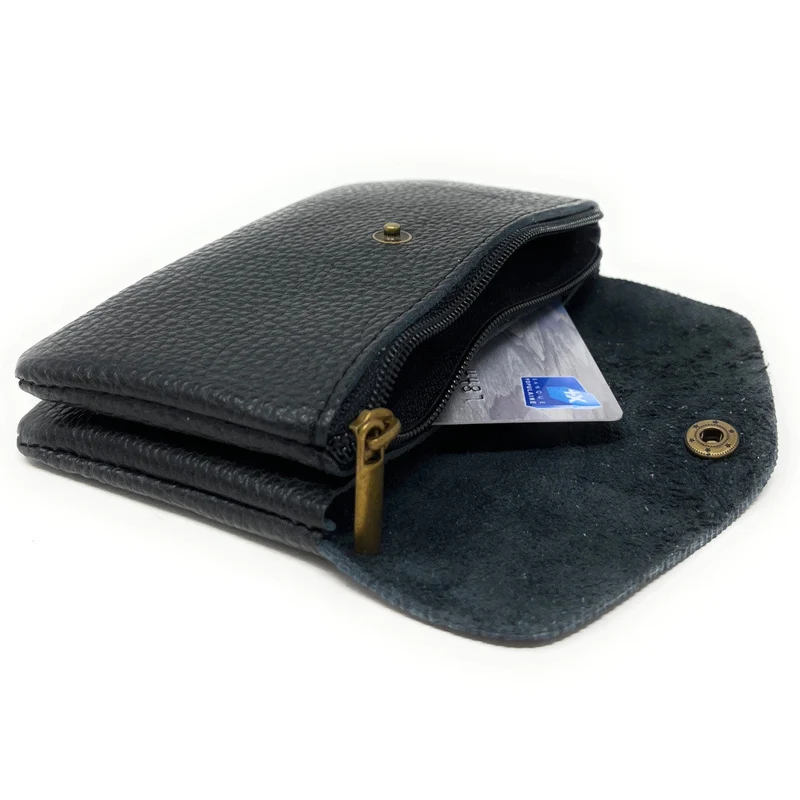 Pochette porte-monnaie en cuir grainé COMPO Noir