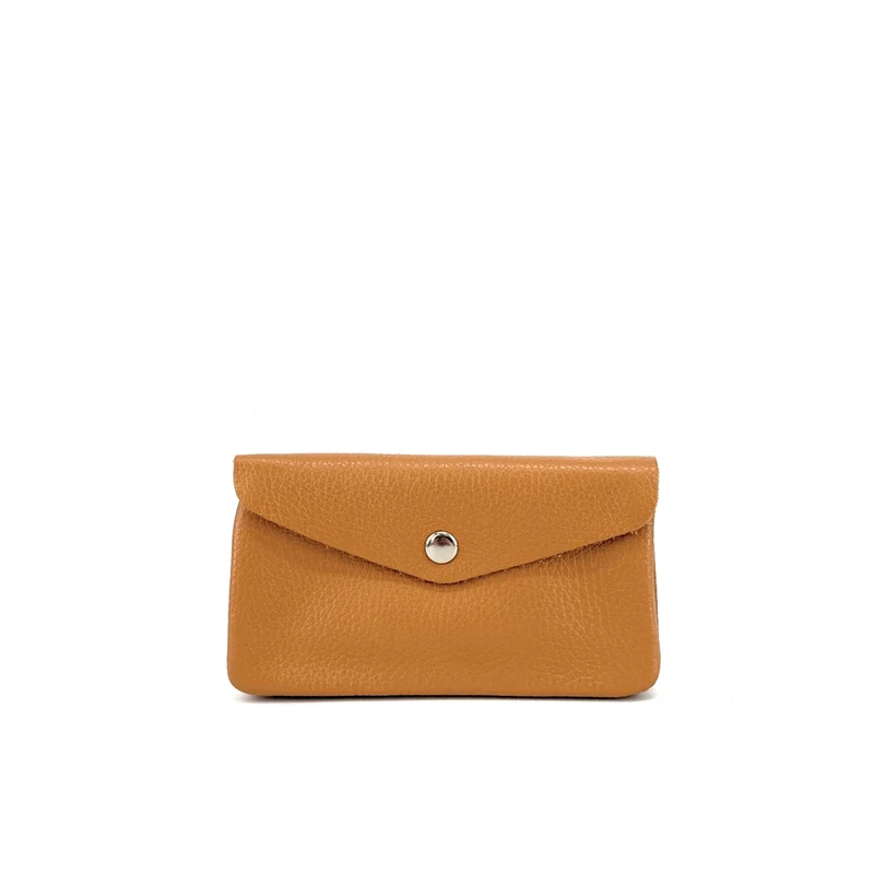 Pochette porte-monnaie en cuir grainé COMPO Camel clair