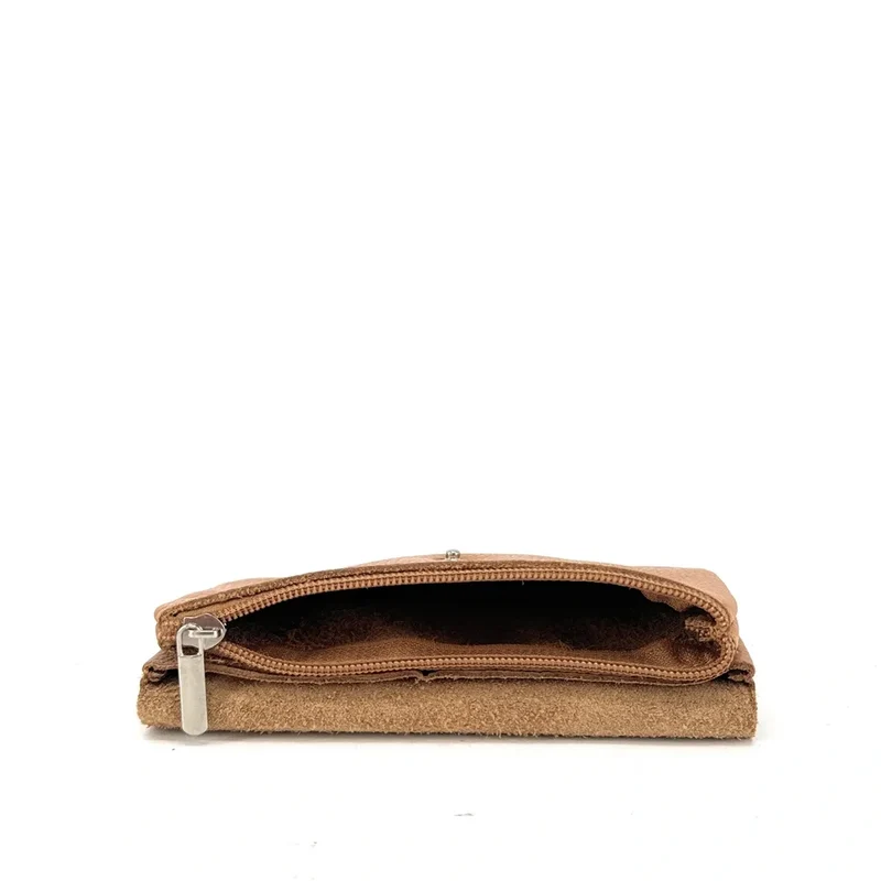 Pochette porte-monnaie en cuir grainé COMPO Camel clair