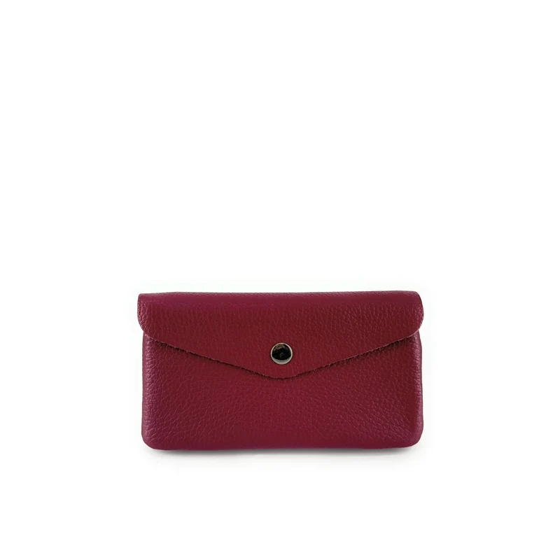 Pochette porte-monnaie en cuir grainé COMPO Rouge bordeaux