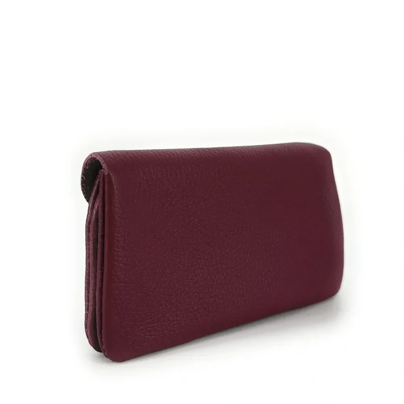 Pochette porte-monnaie en cuir grainé COMPO Rouge bordeaux