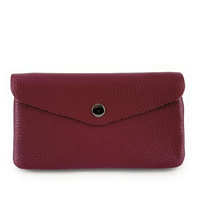 Pochette porte-monnaie en cuir grainé COMPO Rouge bordeaux