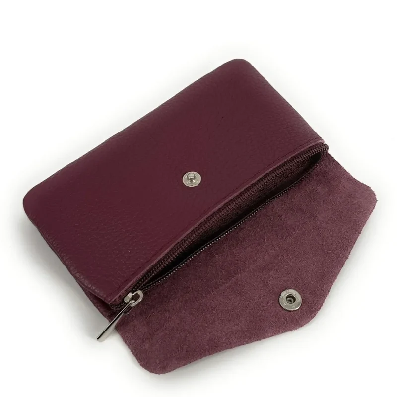 Pochette porte-monnaie en cuir grainé COMPO Rouge bordeaux
