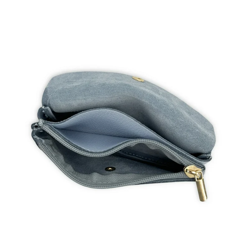 Pochette porte-monnaie en cuir grainé COMPO Bleu pastel