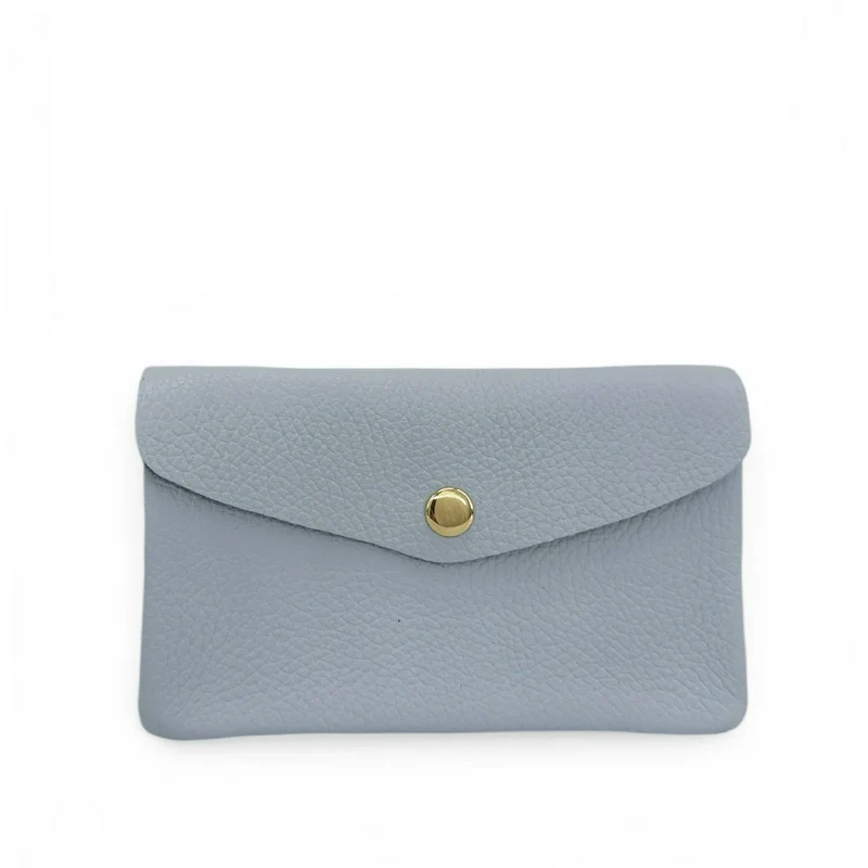 Pochette porte-monnaie en cuir grainé COMPO Bleu pastel