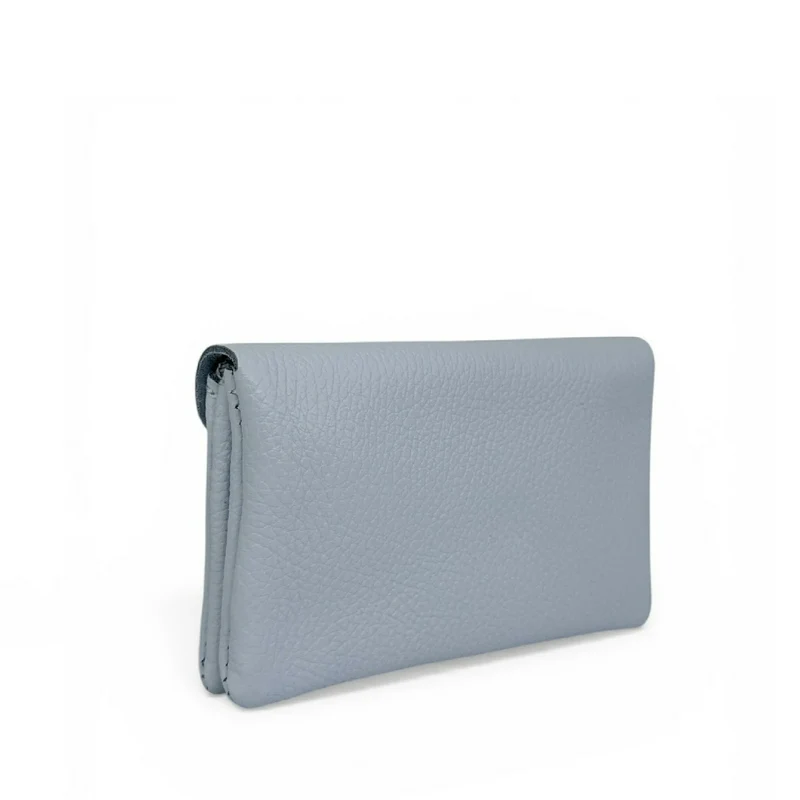 Pochette porte-monnaie en cuir grainé COMPO Bleu pastel