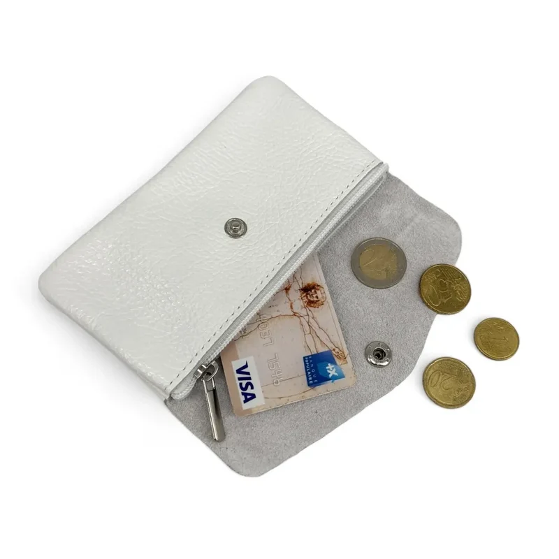 Pochette porte-monnaie en cuir grainé COMPO Blanc