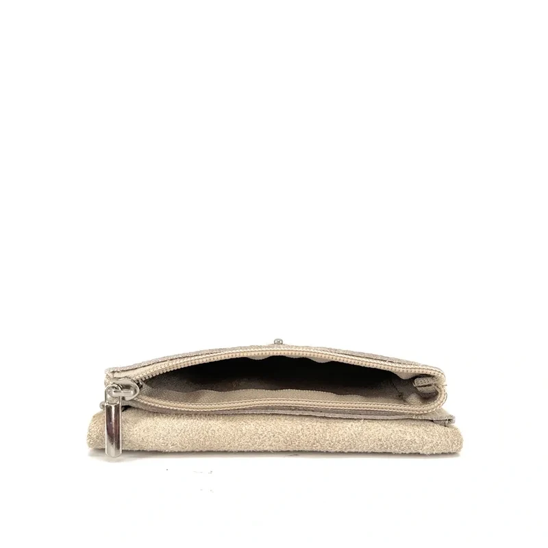 Pochette porte-monnaie en cuir grainé COMPO Beige crème