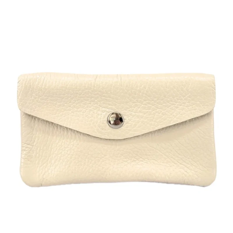Pochette porte-monnaie en cuir grainé COMPO Beige crème