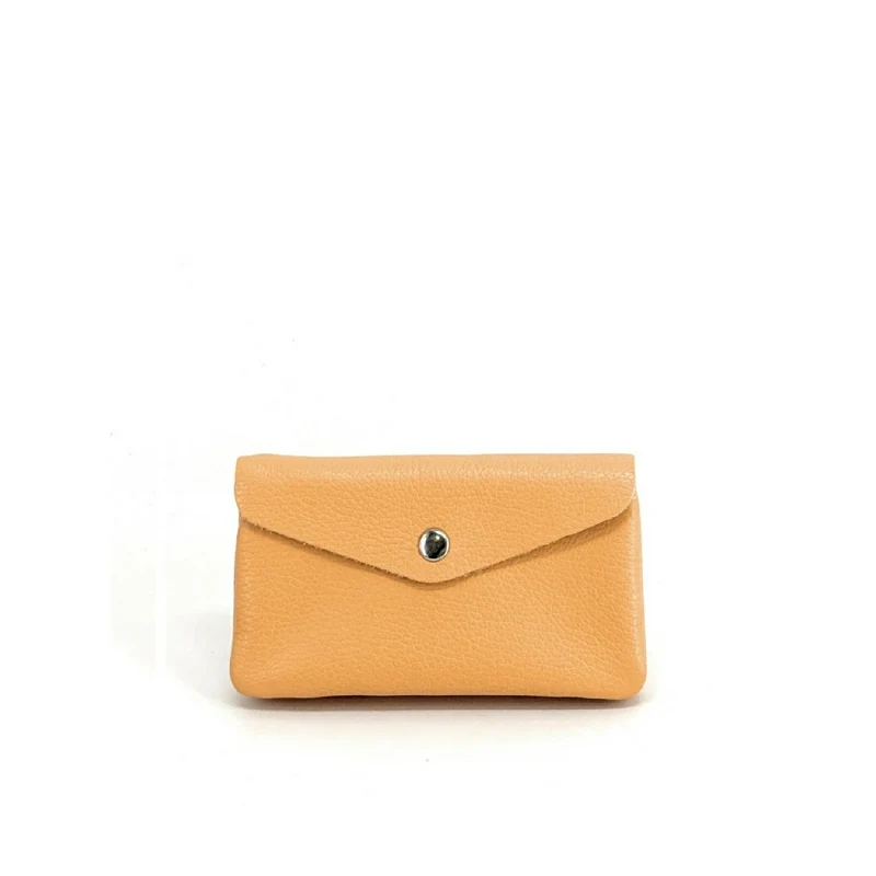 Pochette porte-monnaie en cuir grainé COMPO Abricot