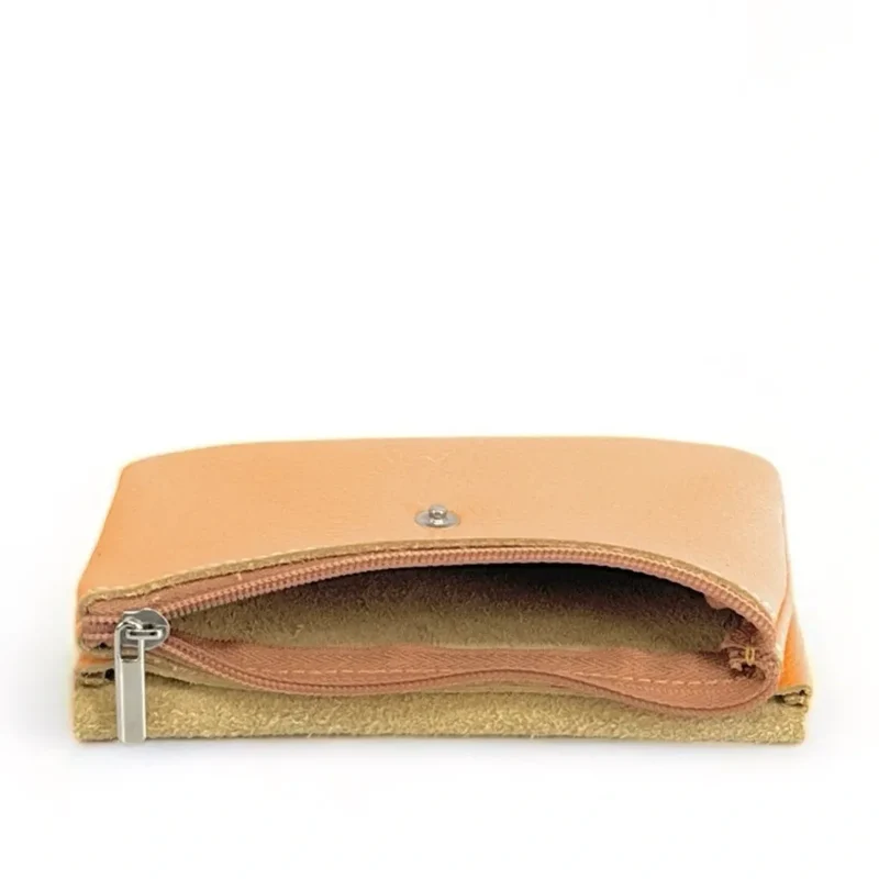 Pochette porte-monnaie en cuir grainé COMPO Abricot