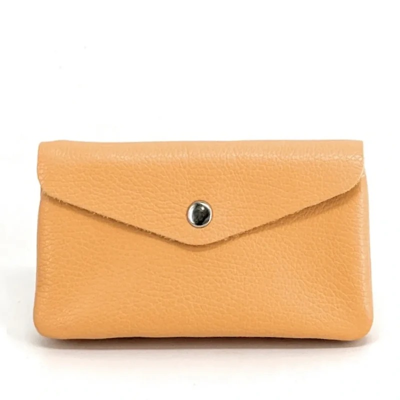 Pochette porte-monnaie en cuir grainé COMPO Abricot