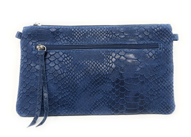 Sac pochette en cuir effet serpent DUNDEE Bleu