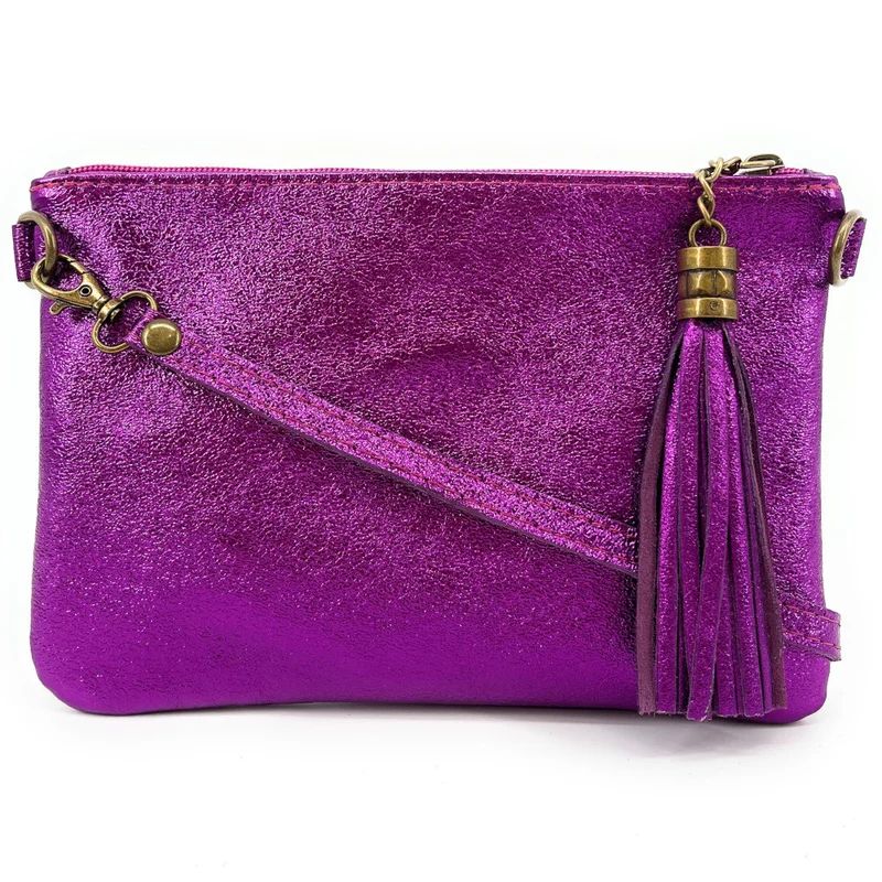 Sac pochette en cuir irisé MORGANE Violine