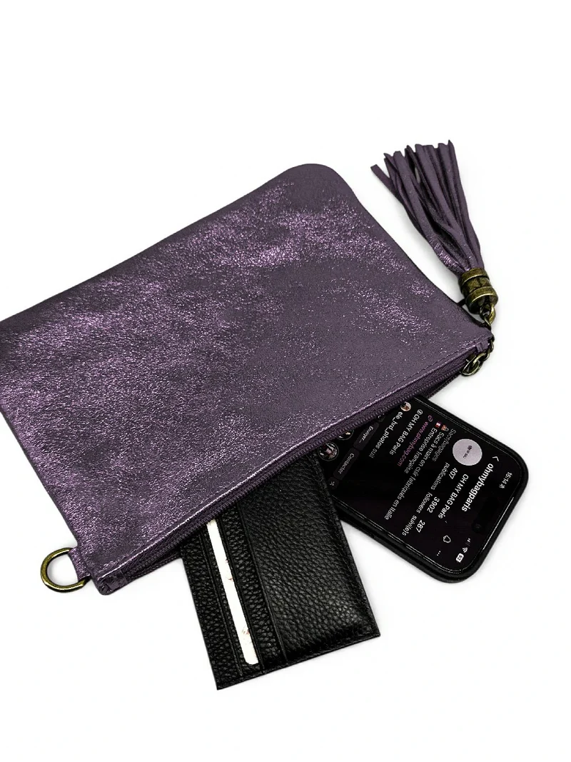 Sac pochette en cuir irisé MORGANE Améthyste