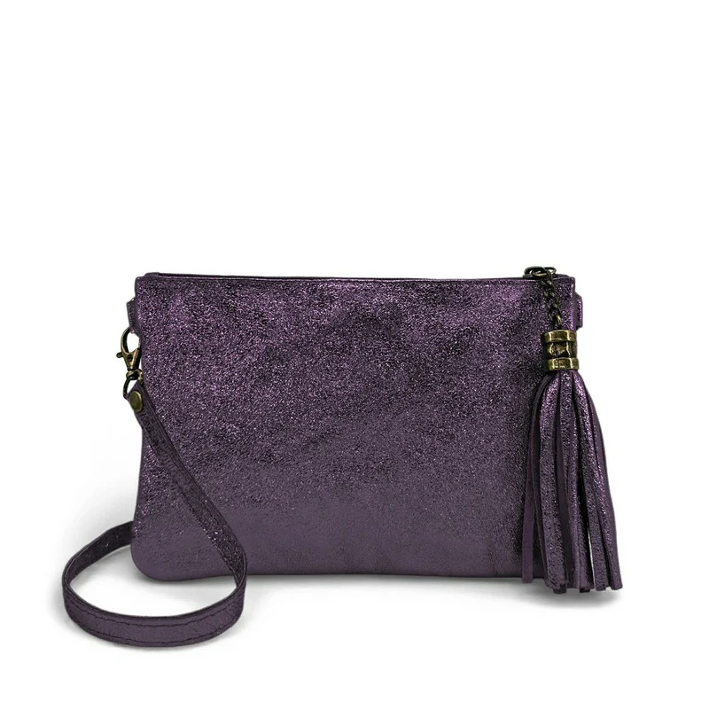 Sac pochette en cuir irisé MORGANE Améthyste