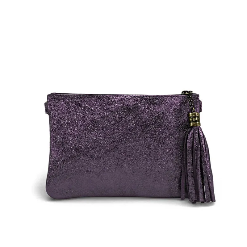 Sac pochette en cuir irisé MORGANE Améthyste
