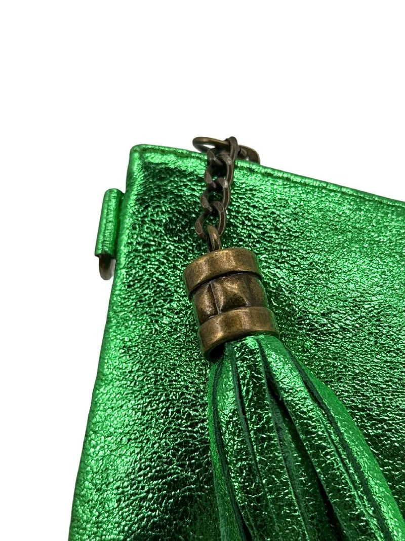 Sac pochette en cuir irisé MORGANE Vert anglais irisé