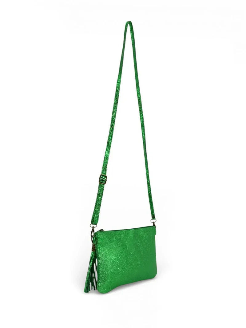 Sac pochette en cuir irisé MORGANE Vert anglais irisé