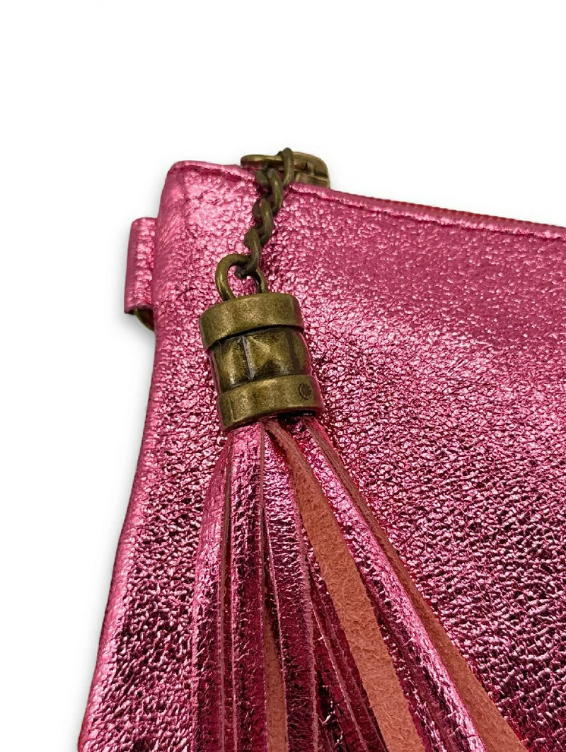 Sac pochette en cuir irisé MORGANE Rose néon