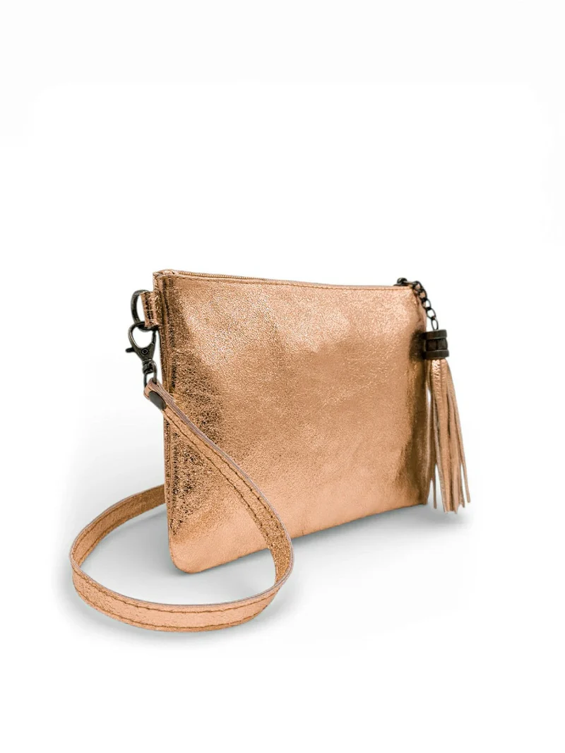 Sac pochette en cuir irisé MORGANE Or rose