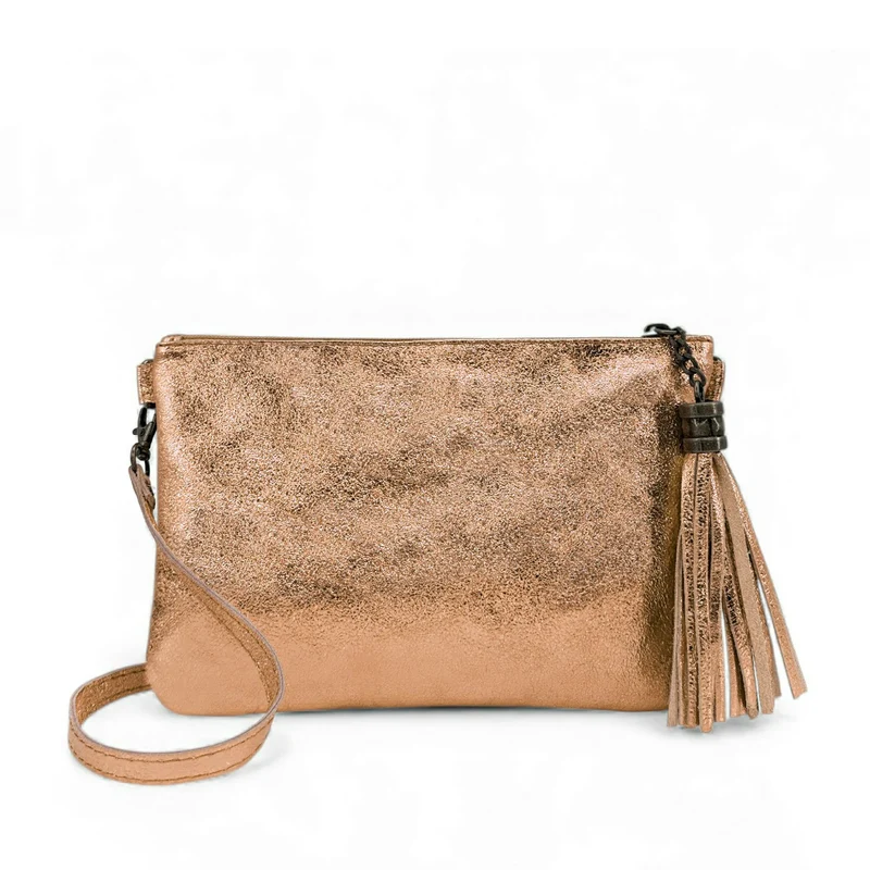Sac pochette en cuir irisé MORGANE Or rose