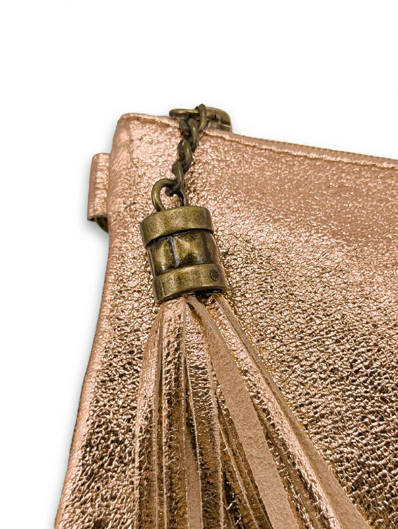 Sac pochette en cuir irisé MORGANE Or rose