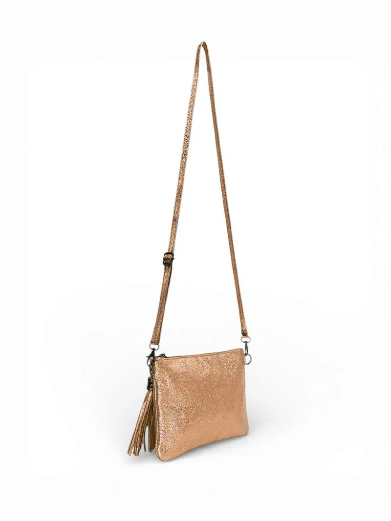 Sac pochette en cuir irisé MORGANE Or rose
