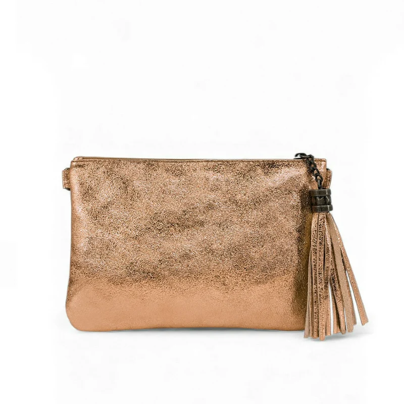 Sac pochette en cuir irisé MORGANE Or rose