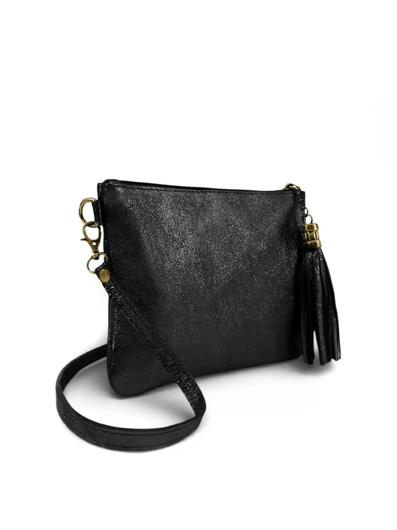 Sac pochette en cuir irisé MORGANE Noir irisé