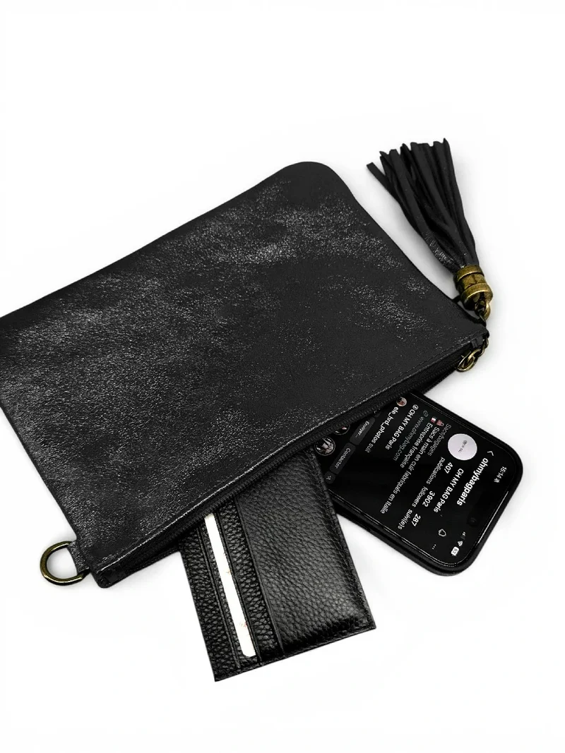 Sac pochette en cuir irisé MORGANE Noir irisé