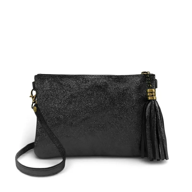 Sac pochette en cuir irisé MORGANE Noir irisé