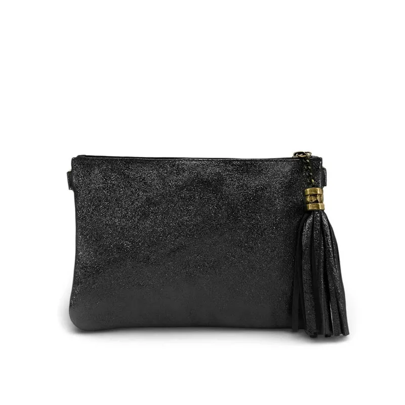 Sac pochette en cuir irisé MORGANE Noir irisé