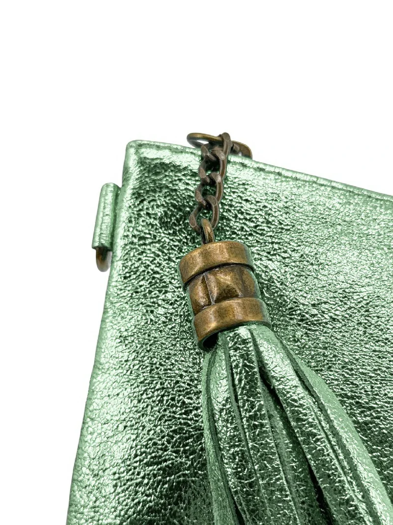 Sac pochette en cuir irisé MORGANE Menthe givrée