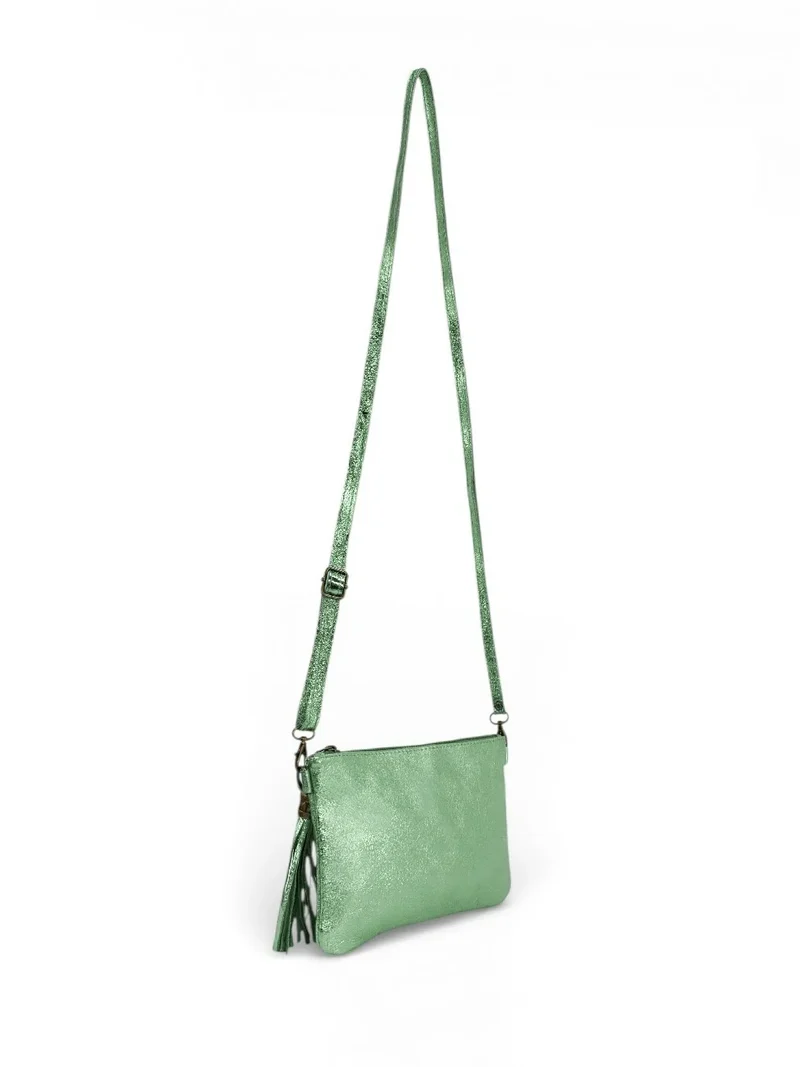 Sac pochette en cuir irisé MORGANE Menthe givrée