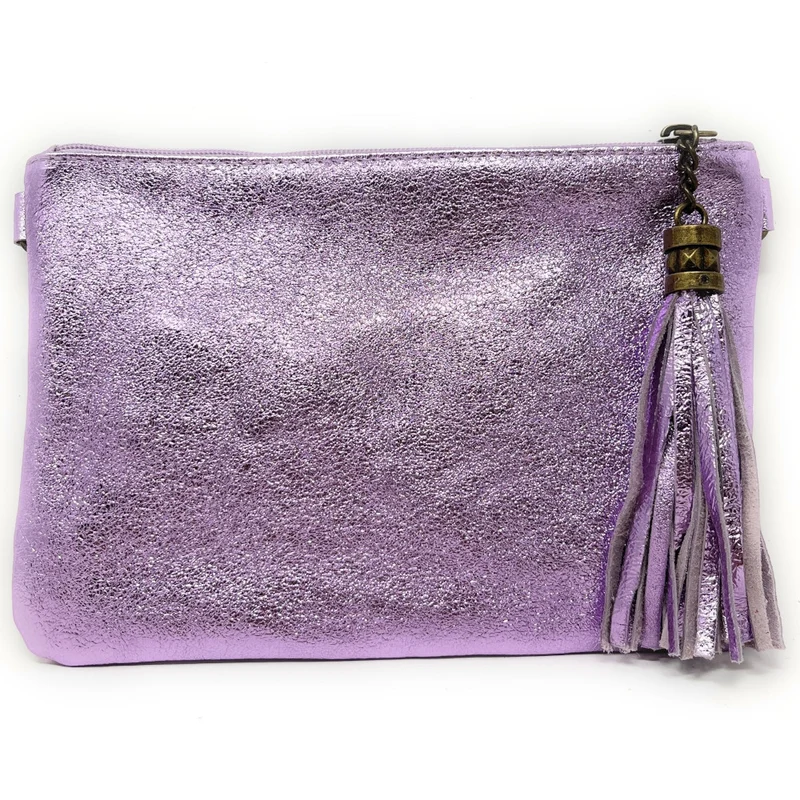 Sac pochette en cuir irisé MORGANE Mauve