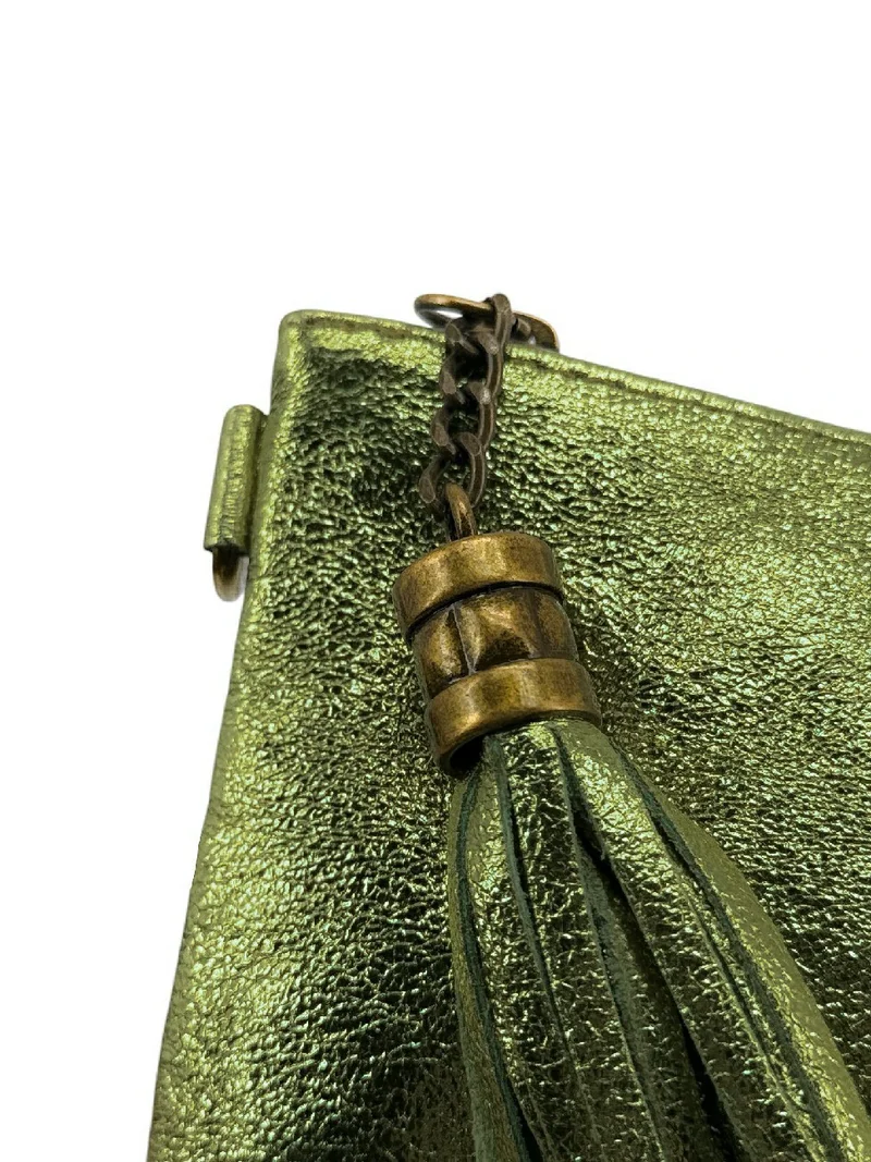 Sac pochette en cuir irisé MORGANE Kaki irisé