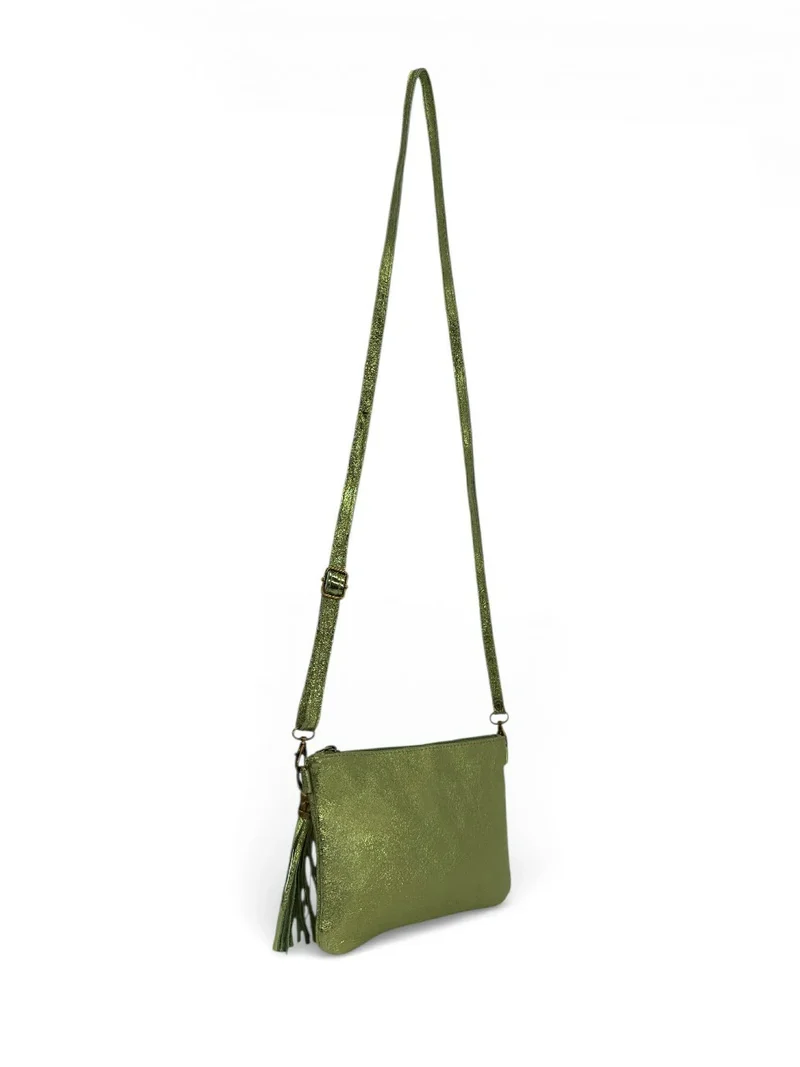 Sac pochette en cuir irisé MORGANE Kaki irisé