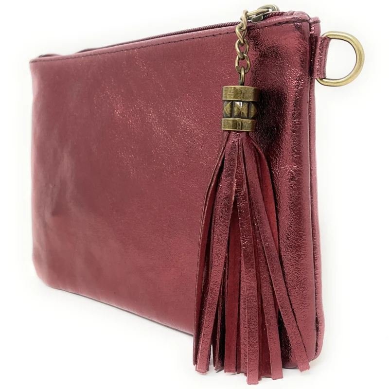 Sac pochette en cuir irisé MORGANE Framboise irisé