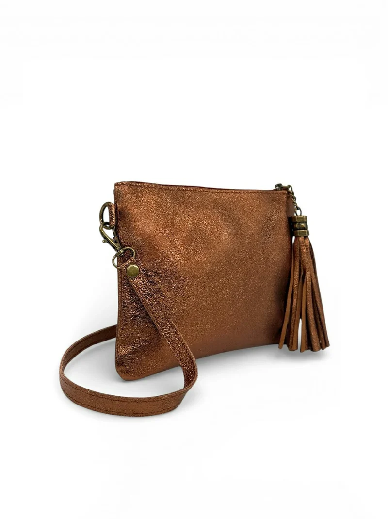 Sac pochette en cuir irisé MORGANE Bronze